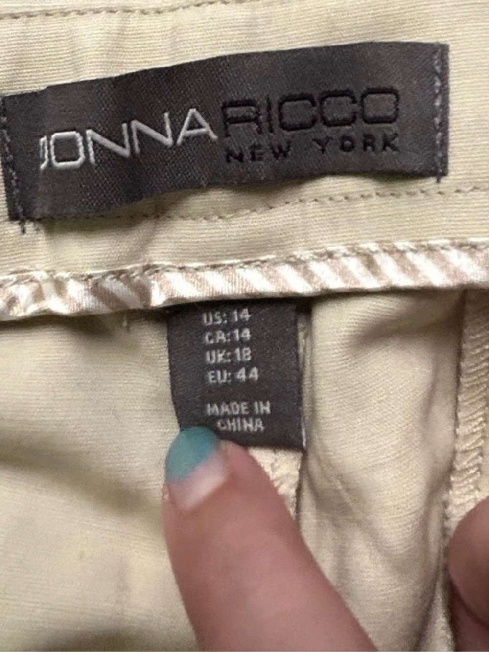 Women’s Donna Ricco Beige Khaki Pants Size 14 - Picture 4 of 5